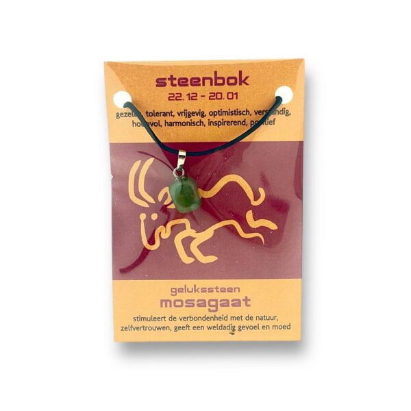 Edelsteenhanger Gelukssteen - Mosagaat - Steenbok