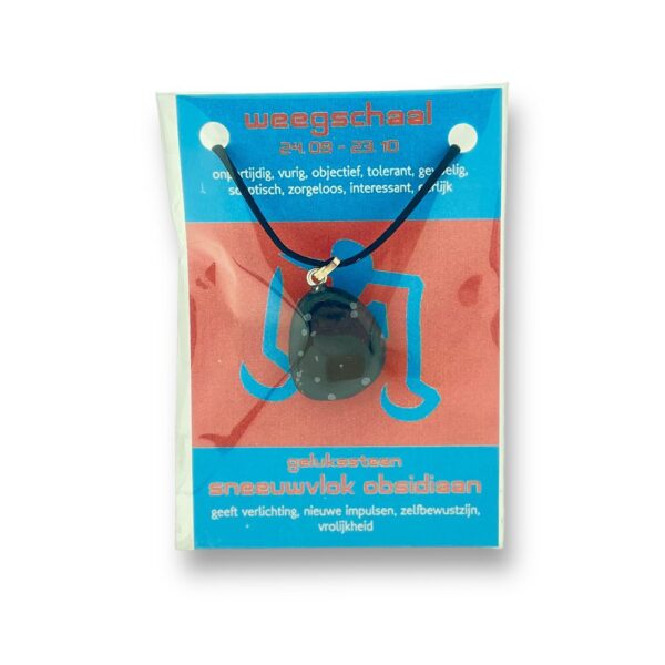 Edelsteenhanger Gelukssteen - Obsidiaan - Weegschaal