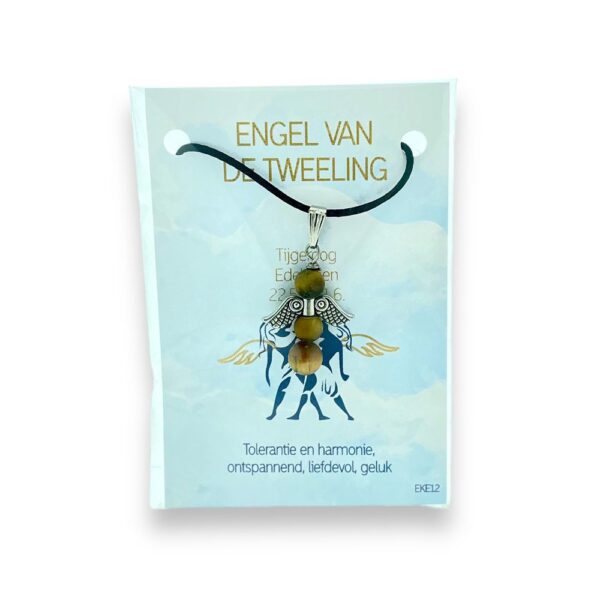Edelsteenhangers Engel - Tijgeroog - Tweeling