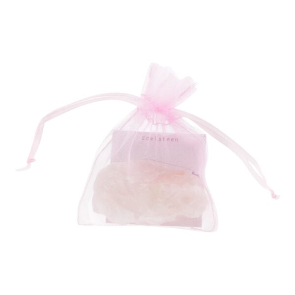 Rozenkwarts brok in organza zakje (9x7cm)