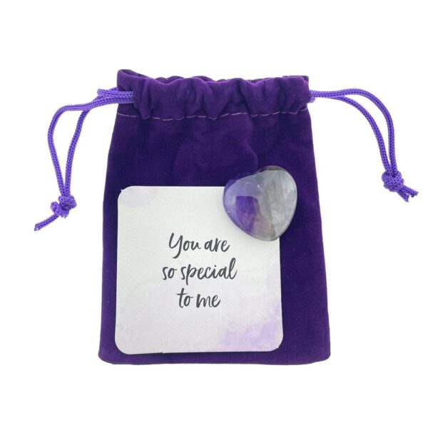 Amethist-hart "You are special to me" in zakje