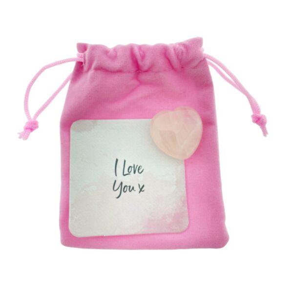 Rozenkwarts-hart "I love you" in zakje