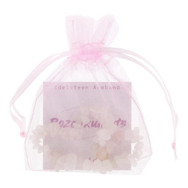 Rozenkwarts armband in organza zakje (9x7cm)