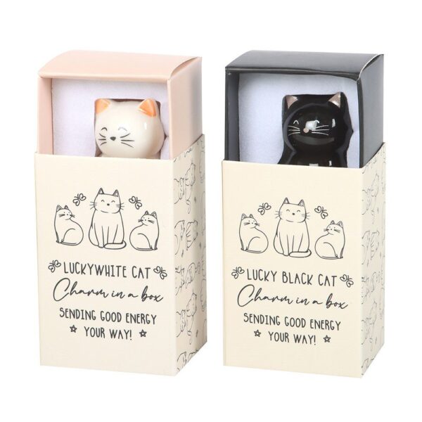 Keramieken Geluks kat in luciferdoosje (6x3x4cm)