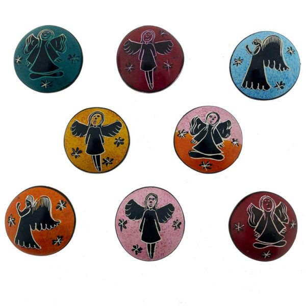 Speksteen engel rond ass. (3cm)