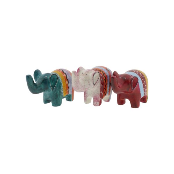 Speksteen olifant slurf omhoog ass. (10x7cm)