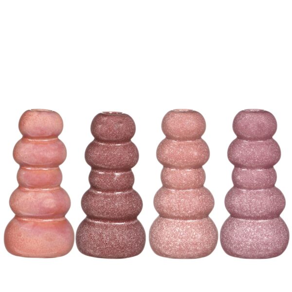 Bloemvaas Pebble roze middel 4ass. (Ø7xh15cm)