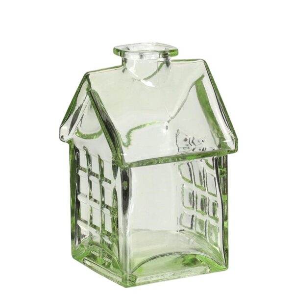 Bloemvaas Glazen huisje groen (7x7,5x12cm)