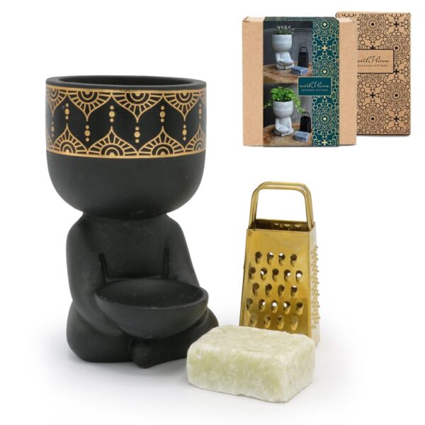 Giftbox Boeddha black, jasmin (boeddha-potje, rasp en aromablokje)