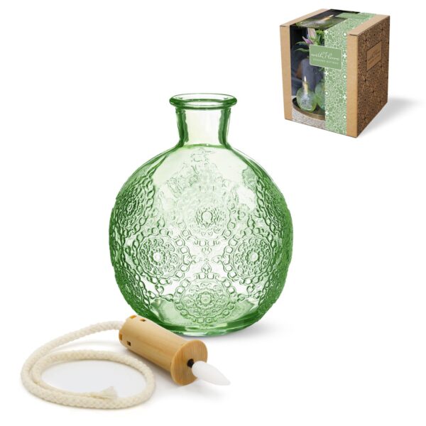 Giftbox Bologna met led-lont groen (olielamp)