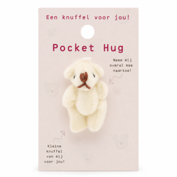 Pocket Hug "Een knuffel voor jou" op kaart (9x5,5cm)