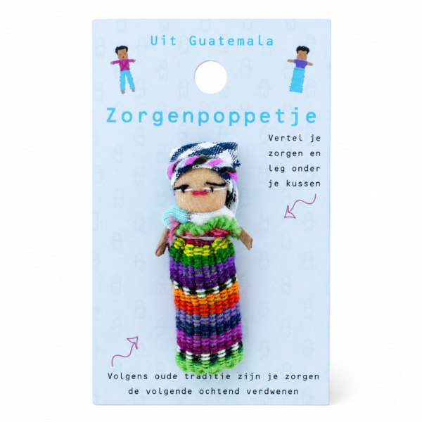 Zorgenpoppetje "Uit Guatemala" op kaart (9x5,5cm)
