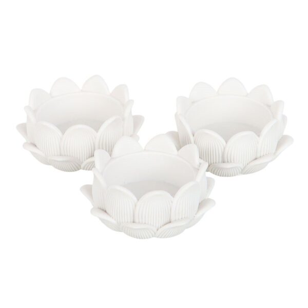 Set van 3 witte lotusbloem theelichthouders