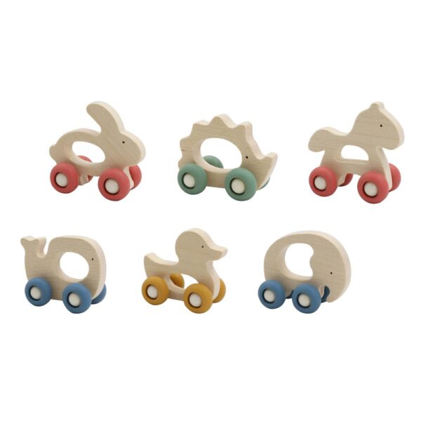 Houten rijdende grijpdieren (ass.)