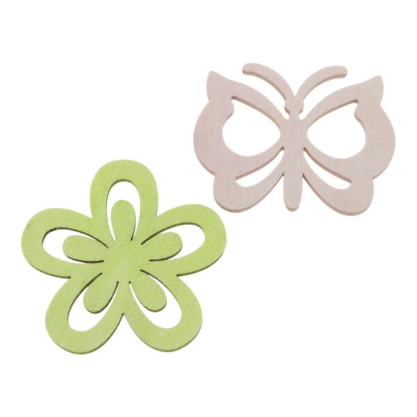 Decohout Pastel bloem/vlinder (4cm)