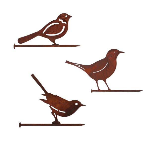 Tuinsteker Vogel Roest metaal ass. (18x1,5x13cm)