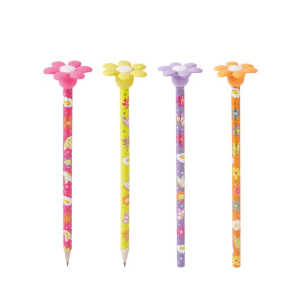 Happy Flower - Potlood met bloemen gum ass. (18cm)