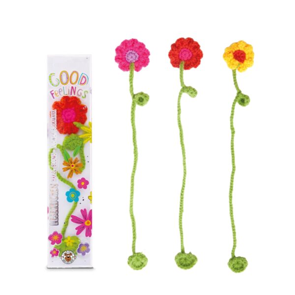 Happy Flower - Boekenlegger gehaakte bloem ass. (20cm)
